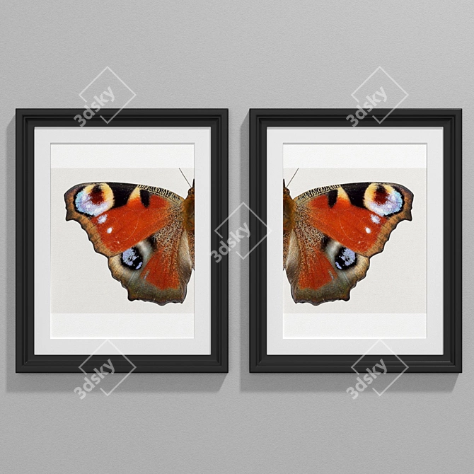 Modern Peacock Butterfly Art 3D model image 1