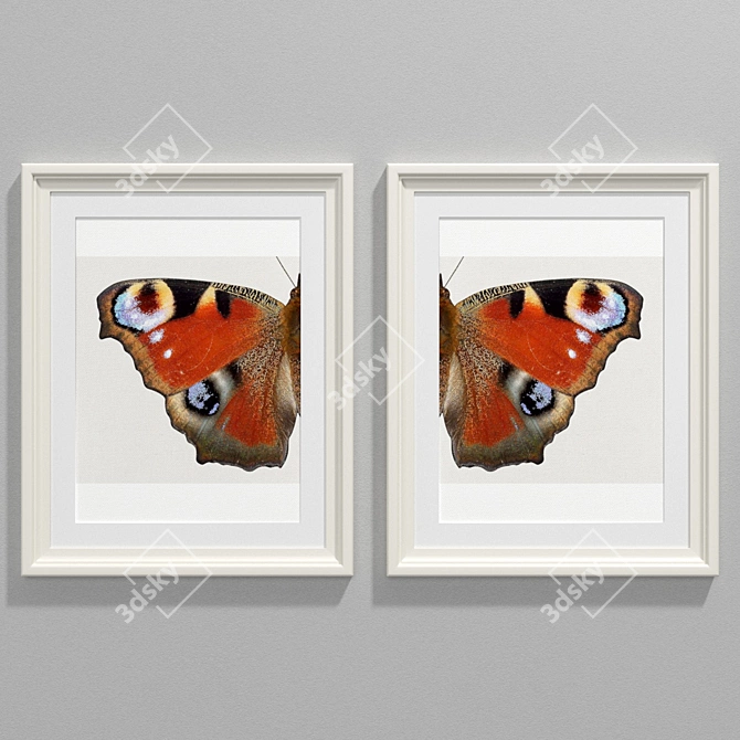 Modern Peacock Butterfly Art 3D model image 2