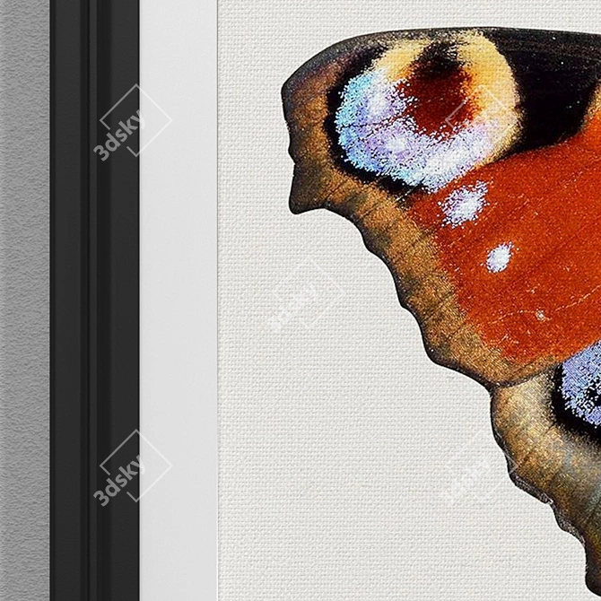 Modern Peacock Butterfly Art 3D model image 3