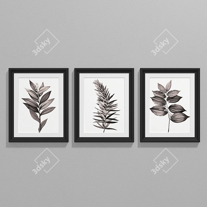 Sepia Botanical Prints Collection 3D model image 1