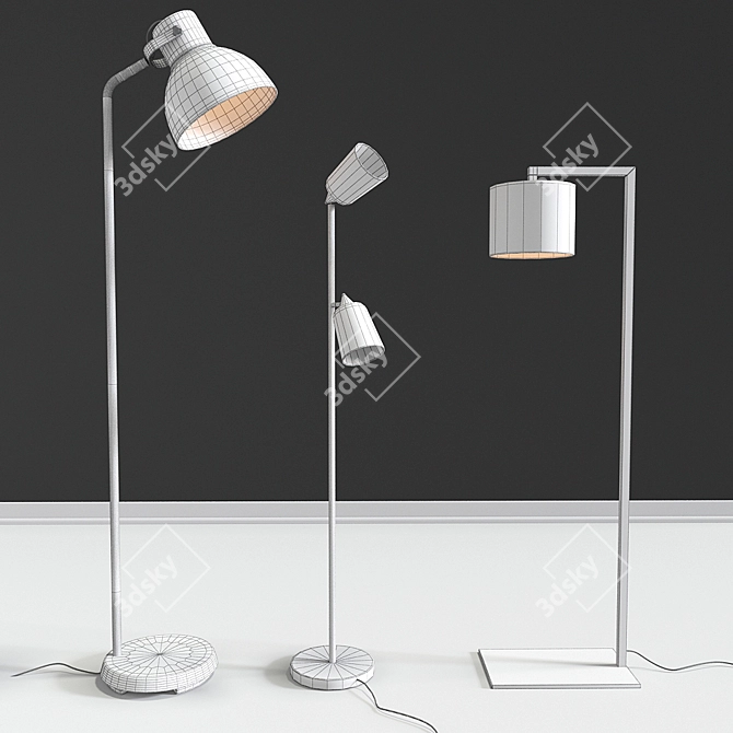 Modern Set of 3 Floor Lamps 3D model image 2