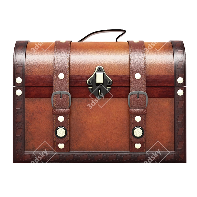 Antique Brown Trunk: Classic Storage Solution 3D model image 2