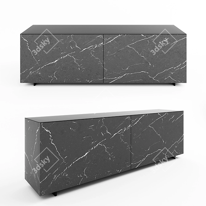 Elegant Silk-Screened Glass Sideboard 3D model image 1