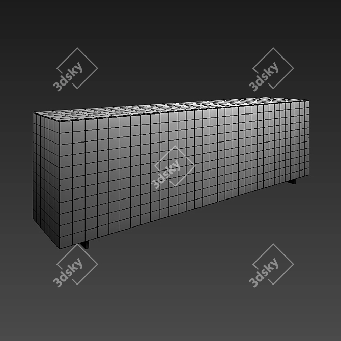 Elegant Silk-Screened Glass Sideboard 3D model image 2