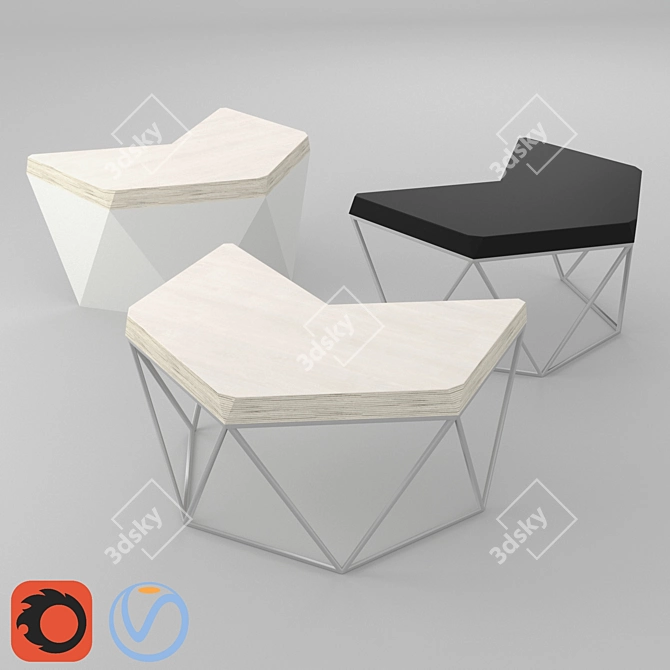 Hexagon Metal Work Table 3D model image 1