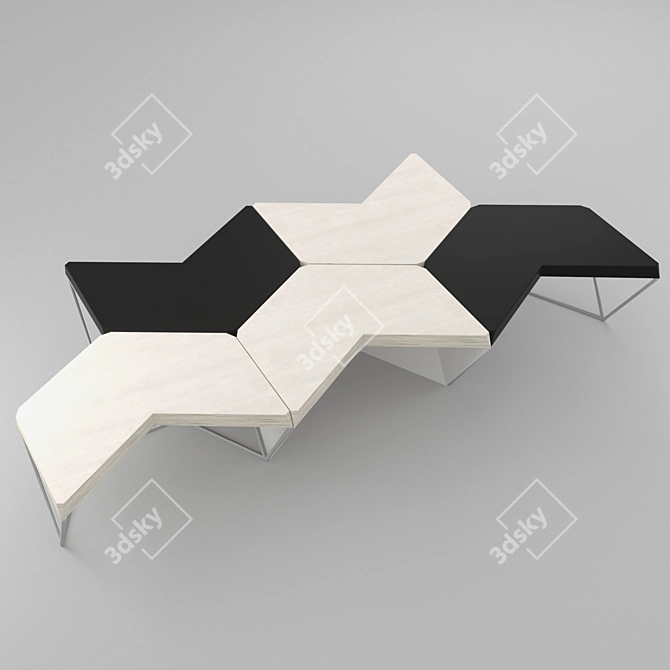 Hexagon Metal Work Table 3D model image 2