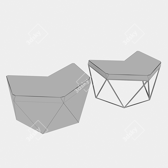 Hexagon Metal Work Table 3D model image 3
