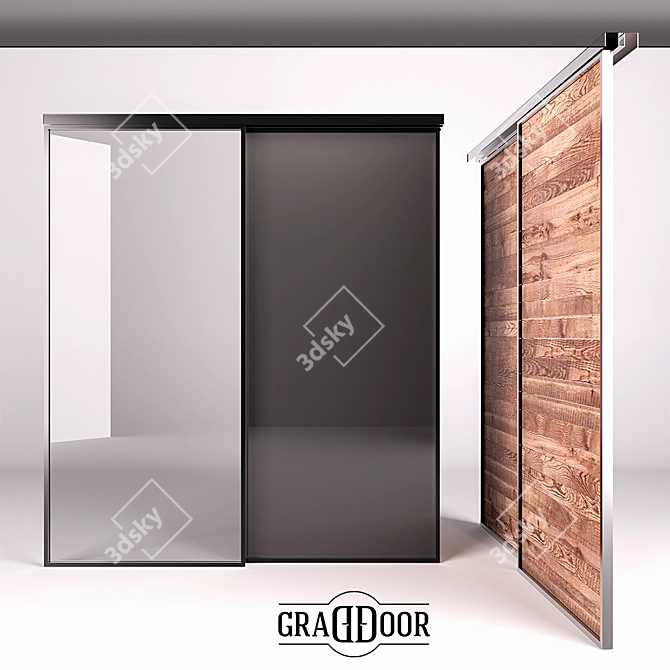 Premium Sliding Aluminum Interior Door 3D model image 1