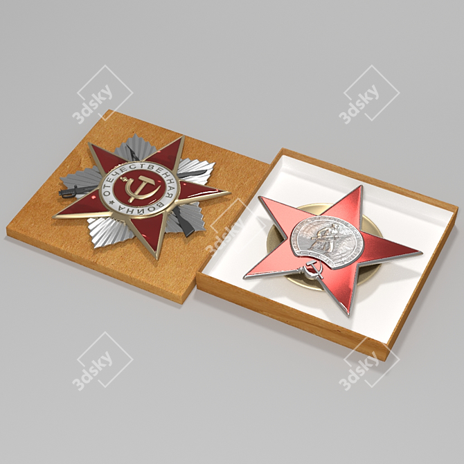 Victory Day Medals: "Otechestvennaya Voina" & "Proletarii vsekh stran, 3D model image 1