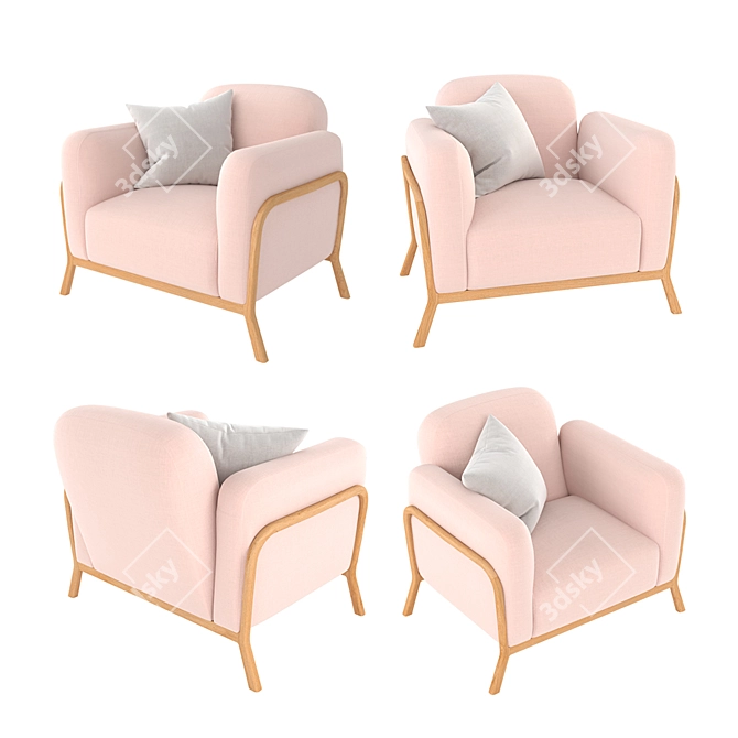 Tara Blush Armchair: Elegant Comfort for Your Home 3D model image 2