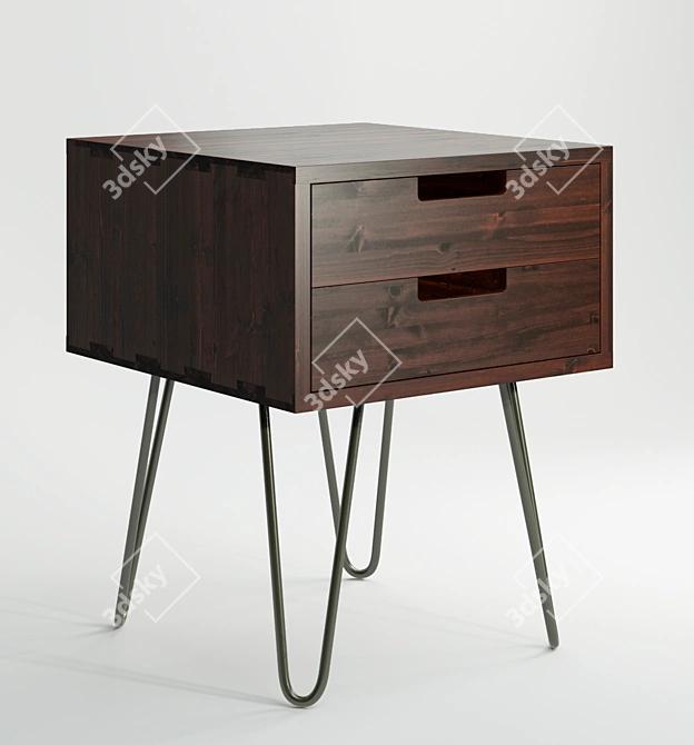 Rustic Retro Hairpin Leg Side Table 3D model image 1