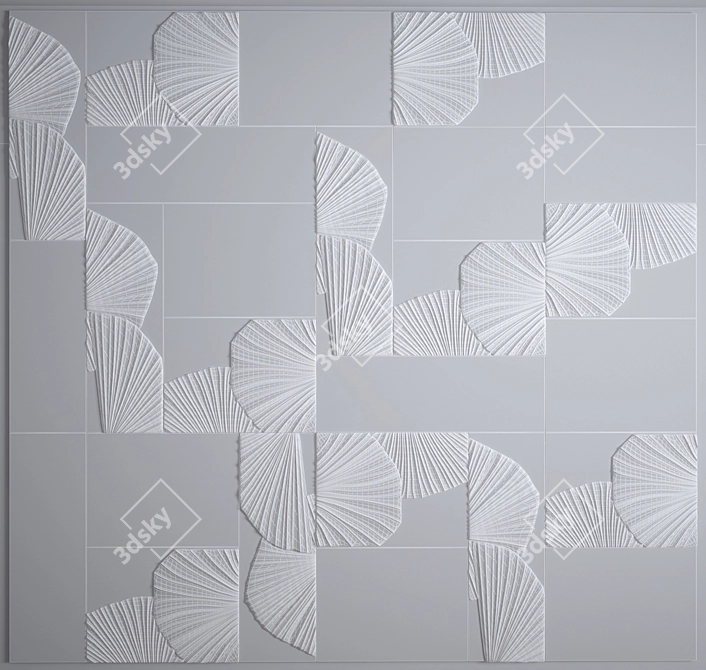 3D Gypsum Flora Tiles 3D model image 3