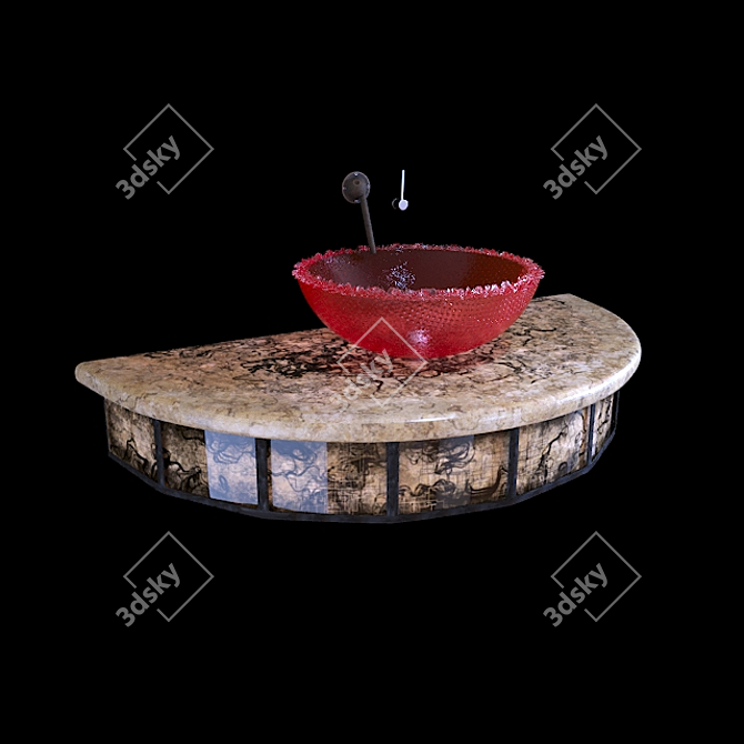 Corona White Handcrafted Marble Sink 3D model image 2