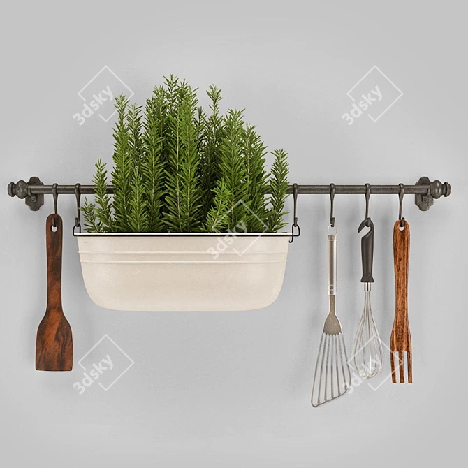 Wall-Mounted Kitchen Object Set 3D model image 1