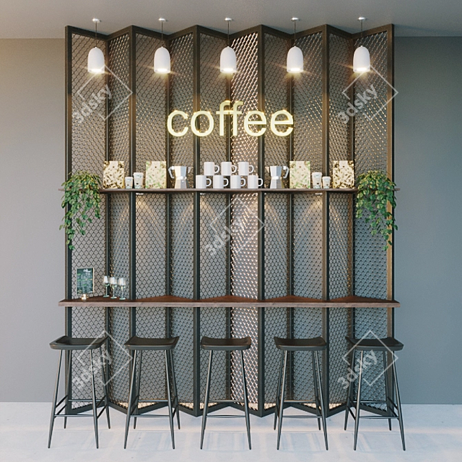 Coffee Haven: Modern Coffee Shop Bar 3D model image 1