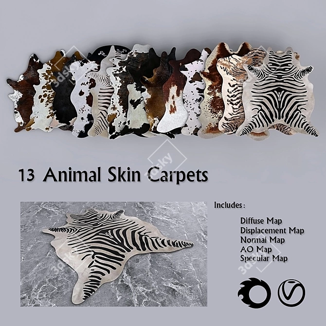 Exquisite PBR Animal Carpets 3D model image 1