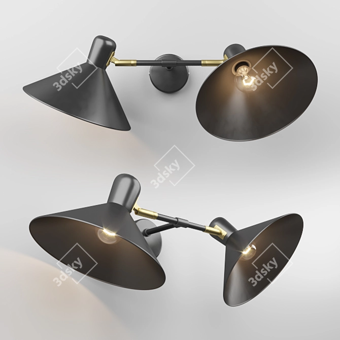 Product Title: Modern Industrial Double Wall Light 3D model image 1