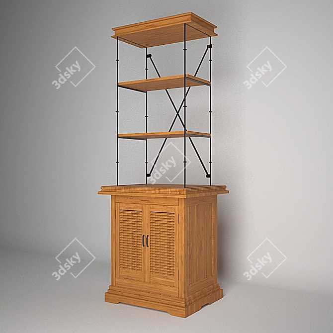 Modern Wood Bookcase: 3D Model & Textures 3D model image 2