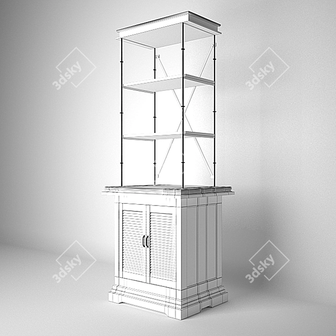 Modern Wood Bookcase: 3D Model & Textures 3D model image 3