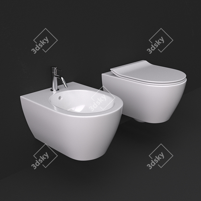 Moon Wall-hung WC & Bidet 3D model image 1