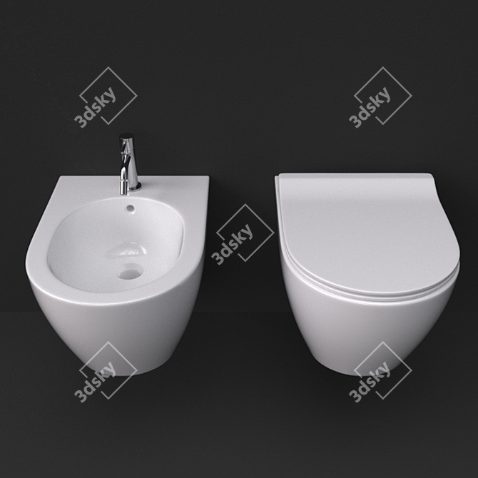 Moon Wall-hung WC & Bidet 3D model image 2