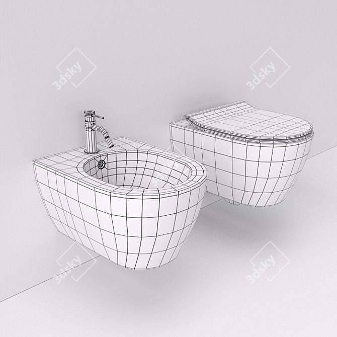 Moon Wall-hung WC & Bidet 3D model image 3