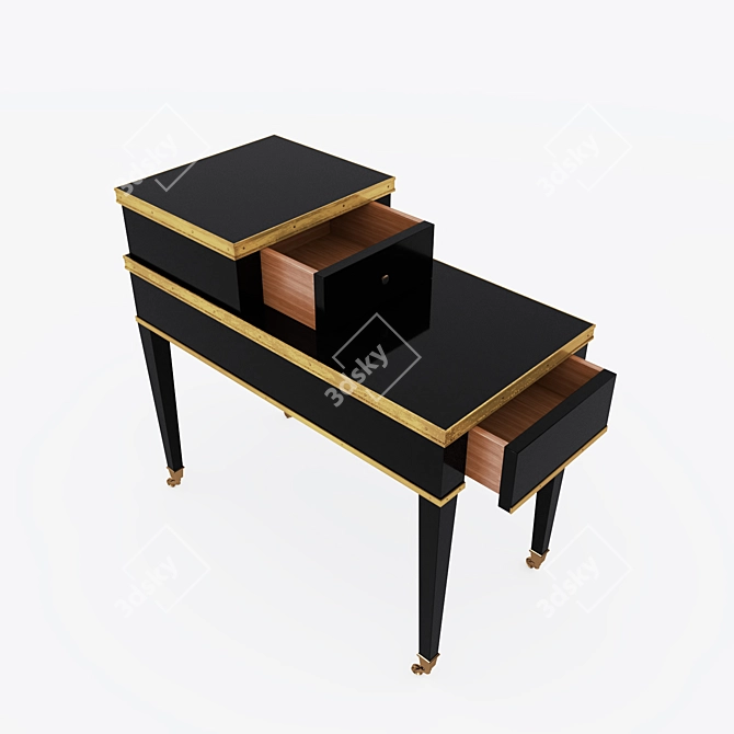 Modern Beech Wood Side Table with Drawers 3D model image 2