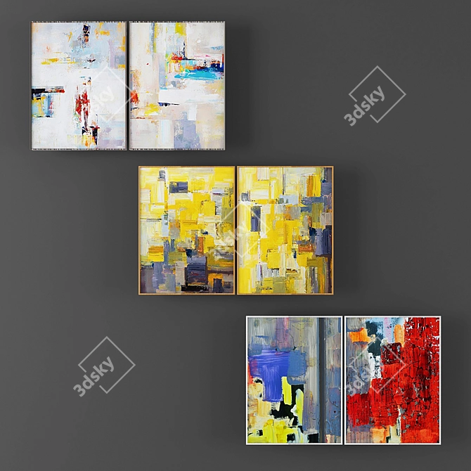 Modern Abstract Picture Set 3D model image 1