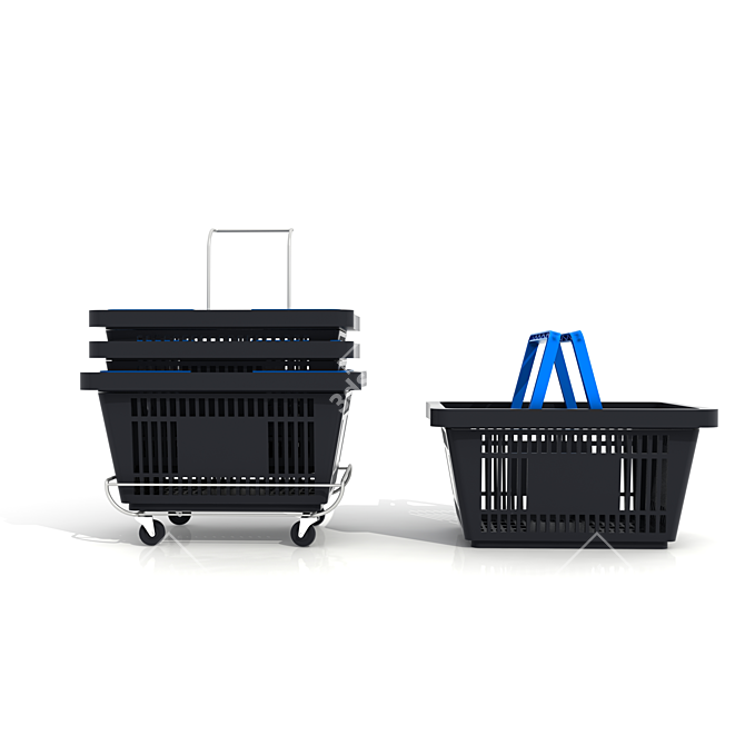 Title: Versatile Plastic Shopping Basket 3D model image 2