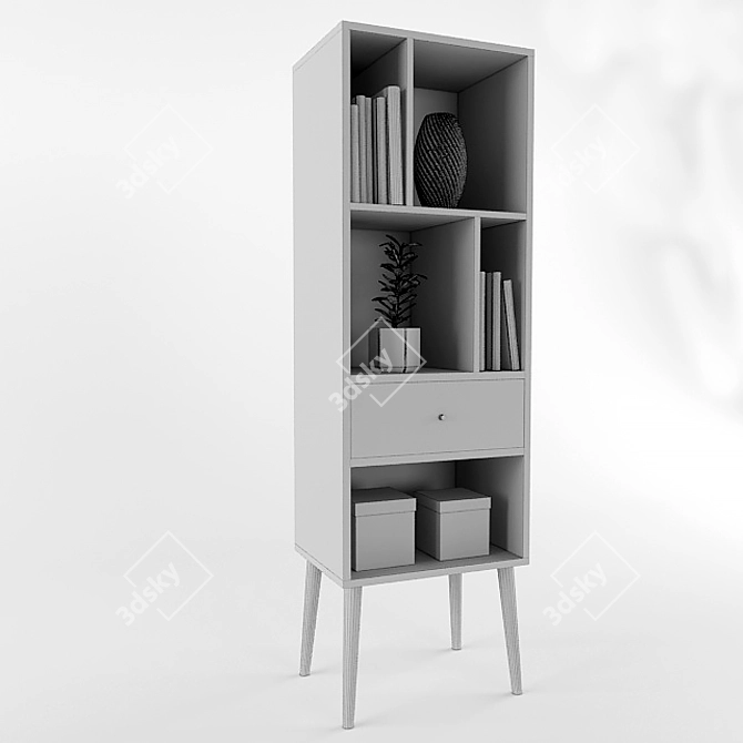 Retro Chic Bookshelf 3D model image 2