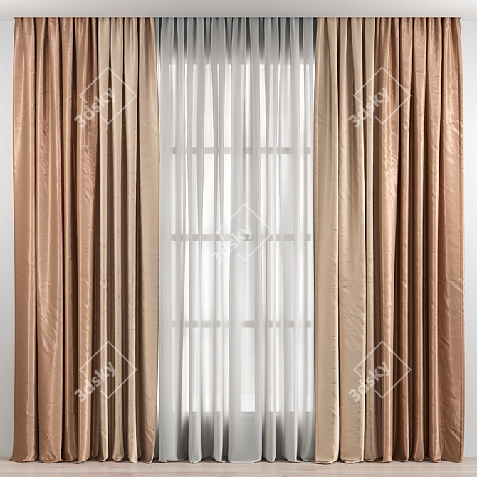 Refined Curtains: Superior Design 3D model image 1