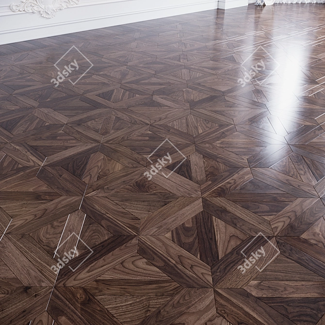 Elegant Walnut Flooring: Coswick Langeais 3D model image 1