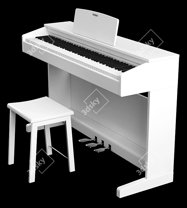 YAMAHA YDP-143 WH&B Digital Piano 3D model image 2