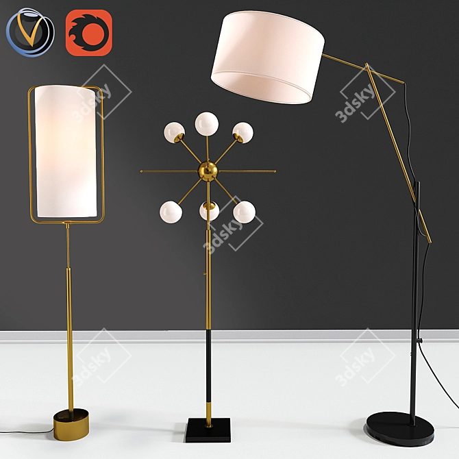 Modern Lighting Floor Lamps Set 3D model image 1