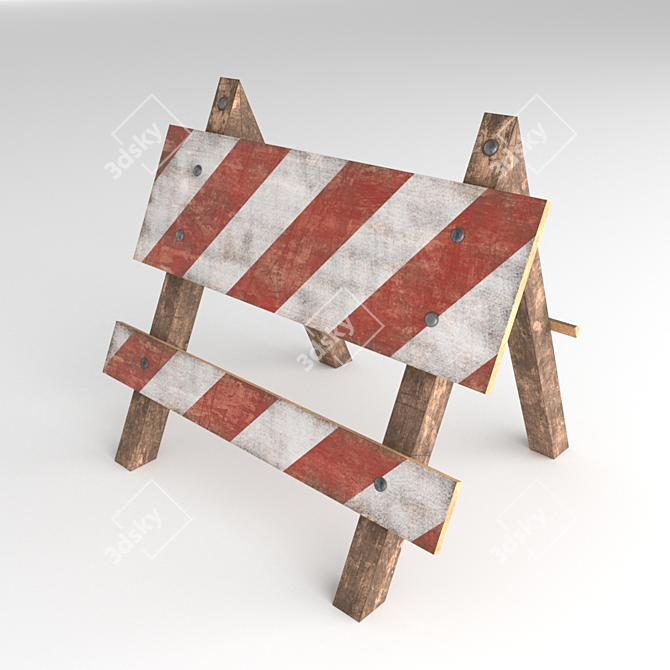 Wooden Road Barrier 3D model image 1