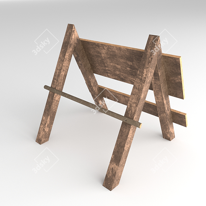 Wooden Road Barrier 3D model image 2