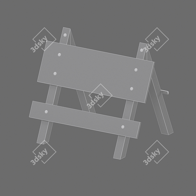 Wooden Road Barrier 3D model image 3