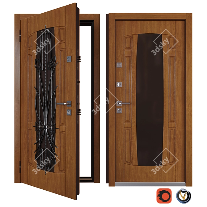 Modern Azalea Entrance Door 3D model image 1