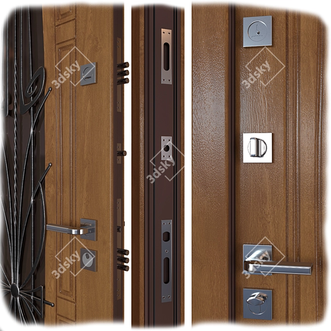 Modern Azalea Entrance Door 3D model image 2