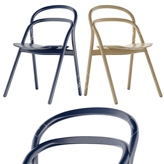 Beech Hem Udon Chair: Blue/Green 3D model image 2