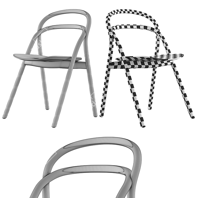 Beech Hem Udon Chair: Blue/Green 3D model image 3