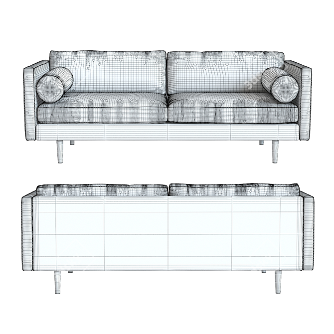 West Elm Monroe Mid-Century Sofa: High-Detail 3D Model 3D model image 3