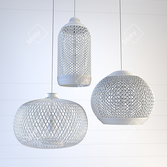 Coastal Rope and Rattan Lampshades 3D model image 3