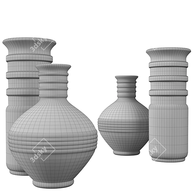 Elegant Gold-Embellished Ceramic Vase 3D model image 2