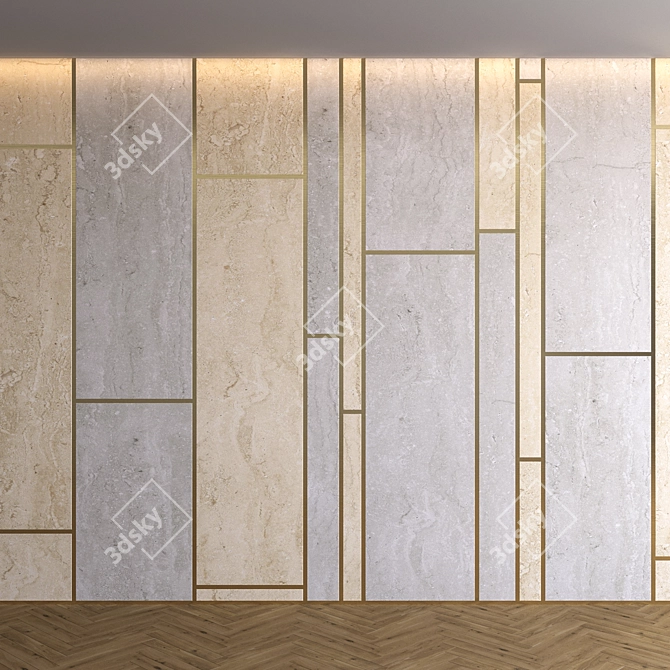 Marble Panel with Parquet: Luxury 3D Design 3D model image 1