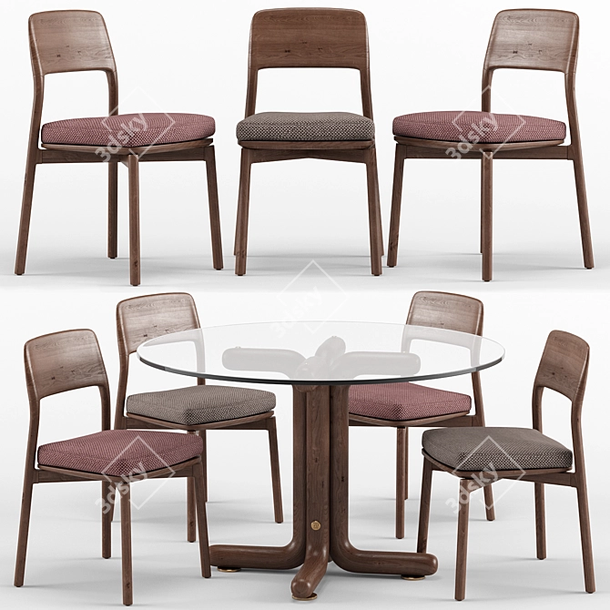 Modern Elegance: Emma Chair & Tondo Table 3D model image 1