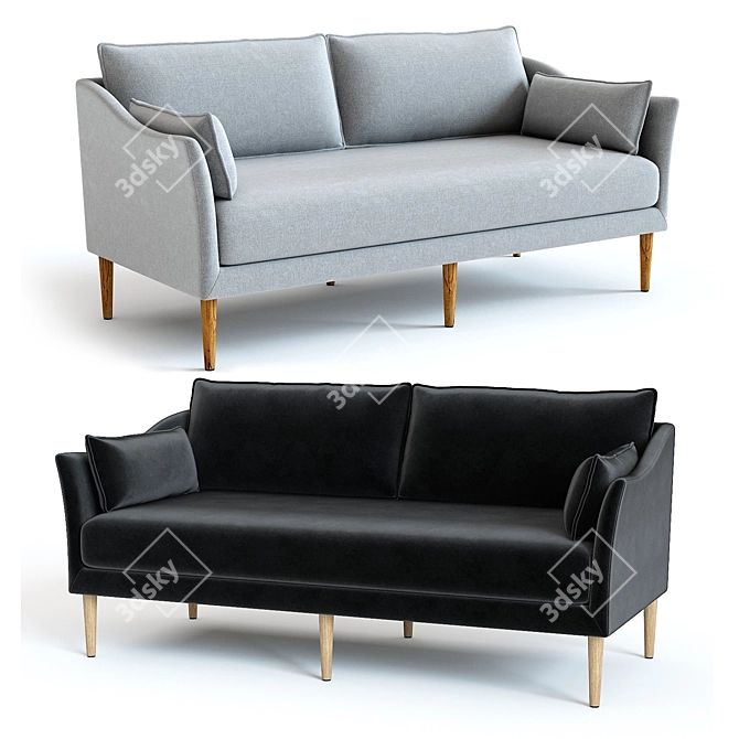 West Elm Antwerp Loveseat: Stylish and Spacious Seating 3D model image 1