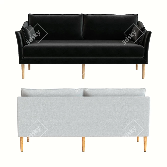 West Elm Antwerp Loveseat: Stylish and Spacious Seating 3D model image 2