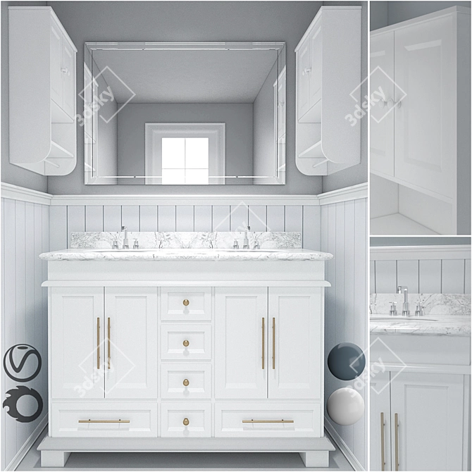 Modern Bathroom Furniture Set 3D model image 1