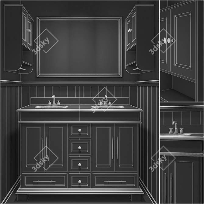 Modern Bathroom Furniture Set 3D model image 3